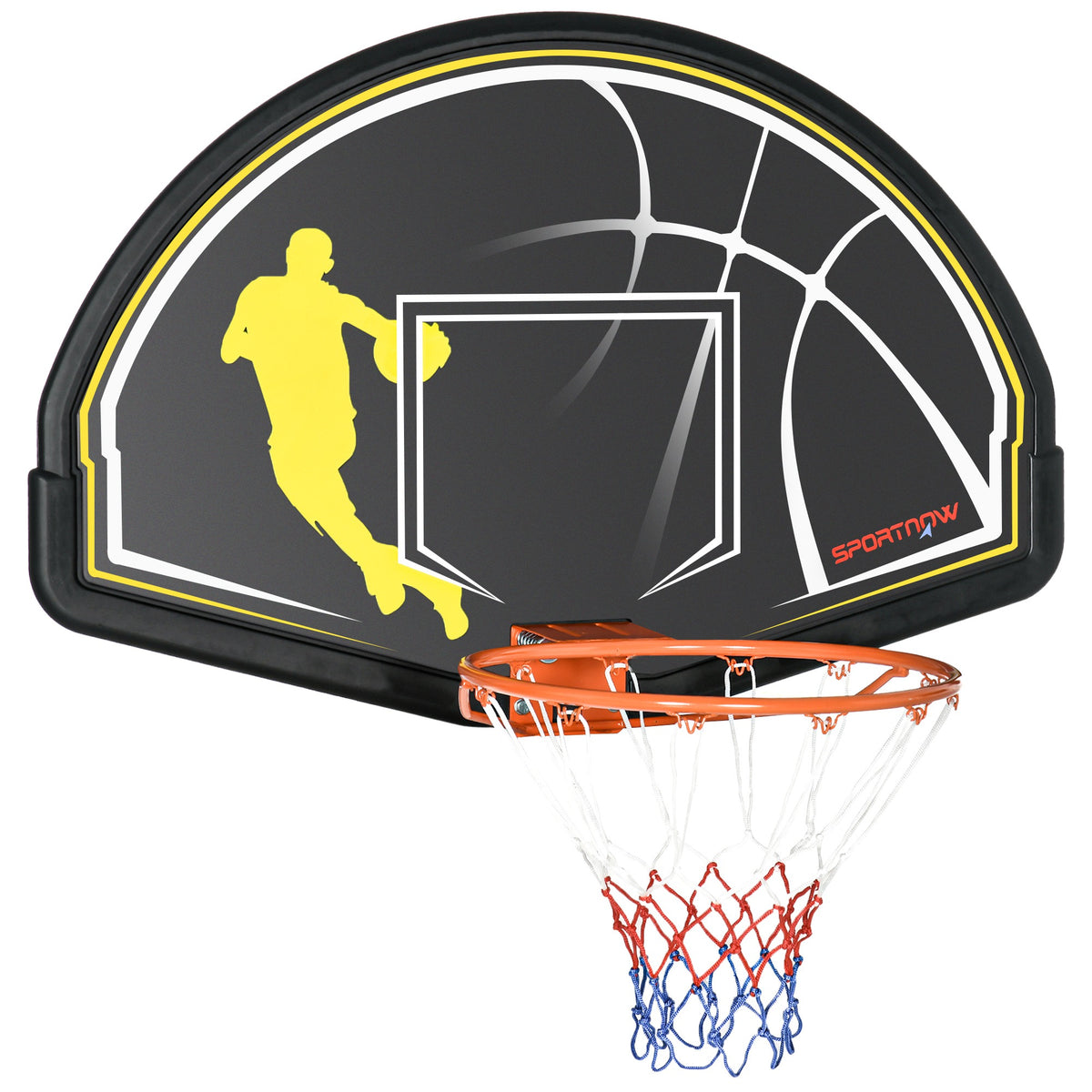 Tabela de Basquetebol de Parede Tabela de Basquetebol para Interior e Exterior 110x90x70 cm Preto e Amarelo — foto 1