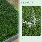 Resguardo de Treino para Cães com 2 Relvas Artificiais Sanitário para Cães com Grade e Bandeja para Treino de Filhotes no Exterior e Interior 67x41x3,5 cm Verde — foto 6