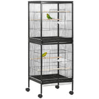 Gaiola para Pássaros com Rodas Gaiola Grande de 2 Níveis com Bandejas Removíveis Portas Comedouros Poleiros para Canários Periquitos 51,5x50x140 cm Preto — foto 1