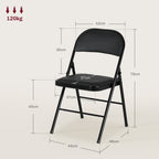 Conjunto de 2 Cadeiras Dobráveis Cadeiras Dobráveis com Encosto e Estrutura de Aço para Sala de Estar Escritório Estúdio 45x46x78 cm Preto — foto 3