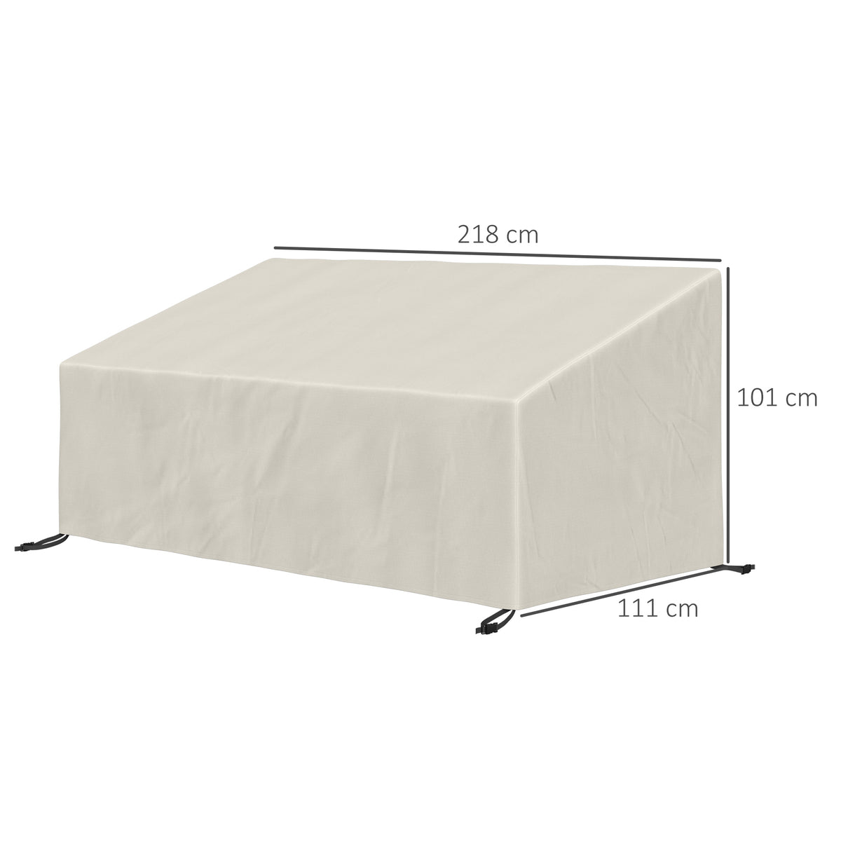 Capa Protetora para Móveis de Jardim Cobertura de Móveis de Tecido Oxford 600D Impermeável para Sofás Bancos 218x111x63-101 cm Bege — foto 3
