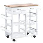 Carrinho de cozinha Carrinho de serviço multifuncional com gavetas Cestas Prateleiras de especiarias Toalheiro Rodas 92x37x82 cm Branco — foto 1