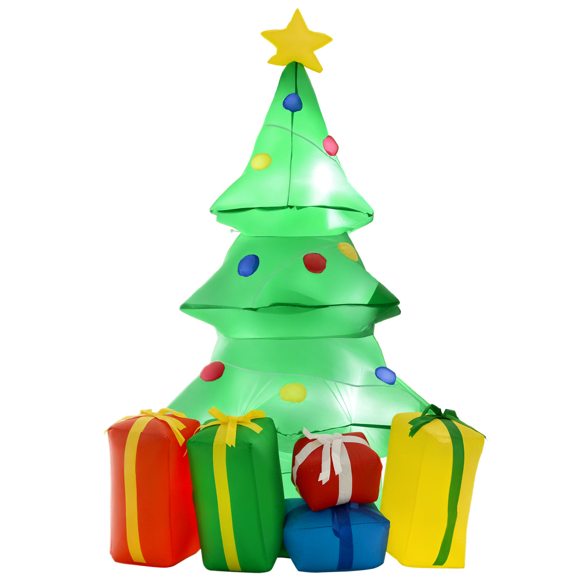 Árvore de Natal Insuflável 1,5 m Árvore Decorativa de Natal com Decorações e Luzes LED Insuflável de Natal 65x75x150 cm Multicor — foto 1