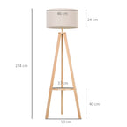 Candeeiro de Pé Moderno para o Quarto com Lâmpadas de E27, 40W e Interruptor de Pé, com Base de Tripé Inoxidável 154cm — foto 3