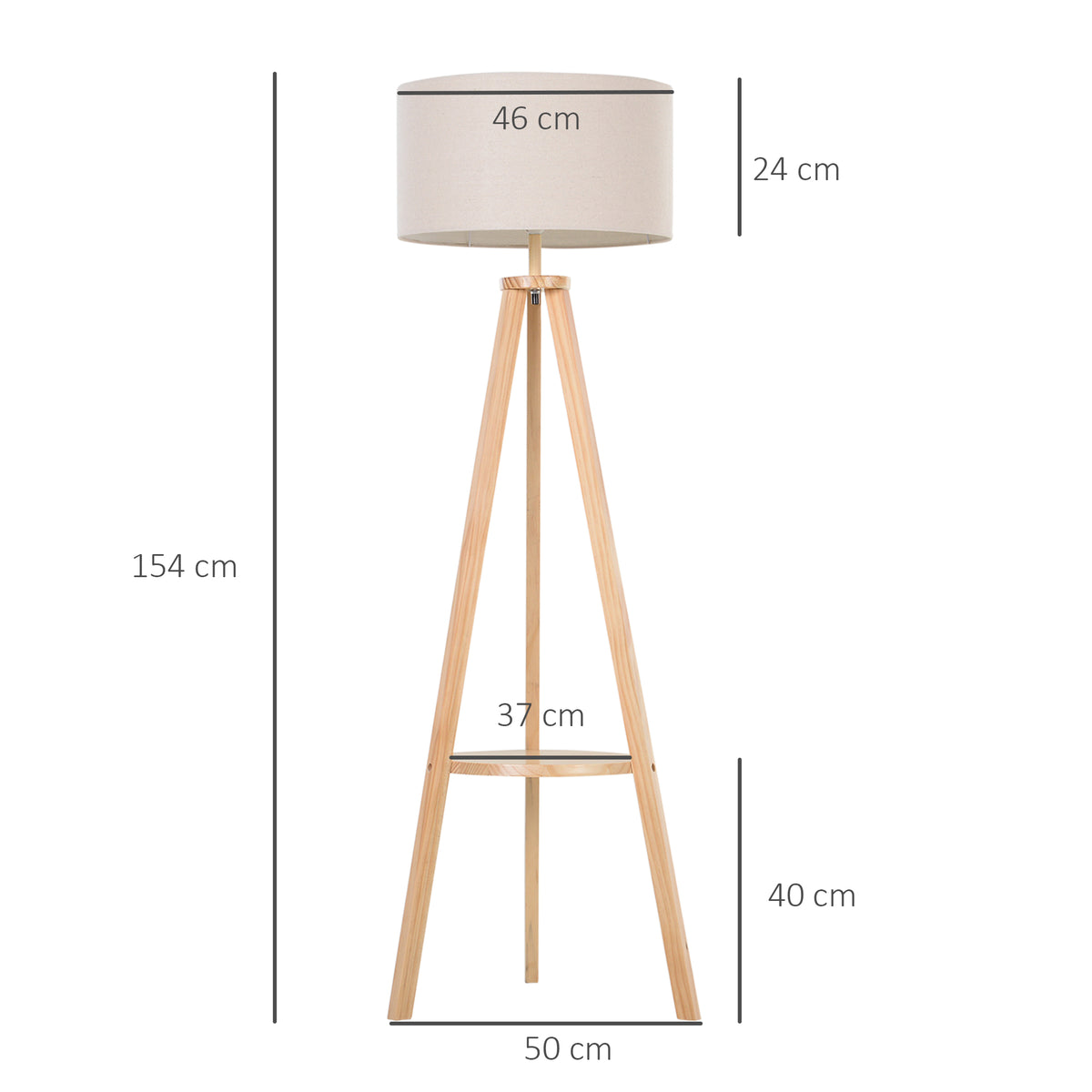 Candeeiro de Pé Moderno para o Quarto com Lâmpadas de E27, 40W e Interruptor de Pé, com Base de Tripé Inoxidável 154cm — foto 3