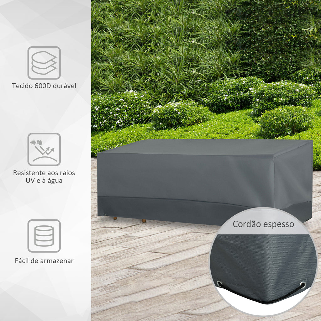 Capa Protetora para Móveis de Jardim Tecido Oxford 600D Impermeável Cobertura de Móveis Mesas Cadeiras Sofá de Exterior com Corda e Fivela 190,5x72x76cm Cinza — foto 7