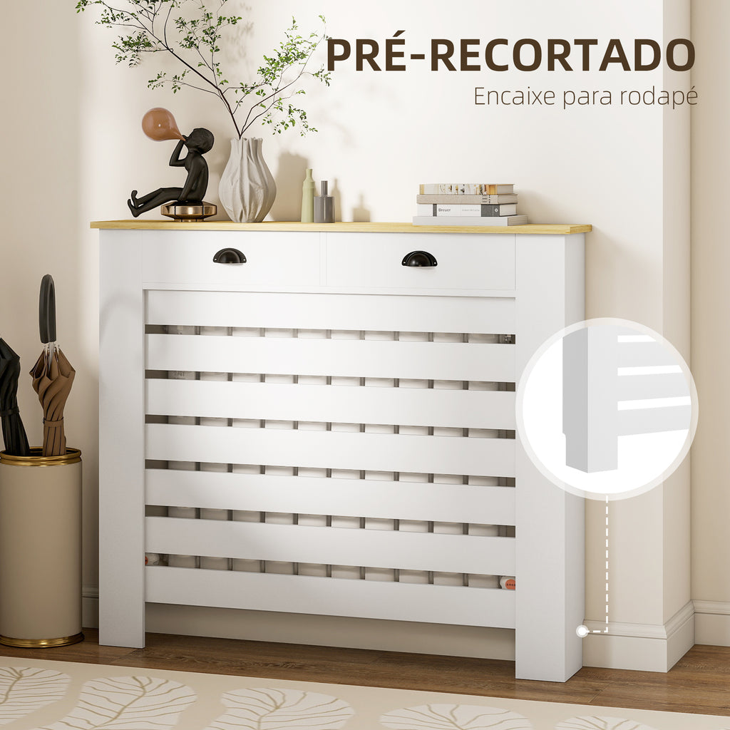 Cobertura para Radiador com Gavetas Cobertura para Radiador de MDF para Sala de Estar Dormitório Corredor 111x19x95,5 cm Branco — foto 4