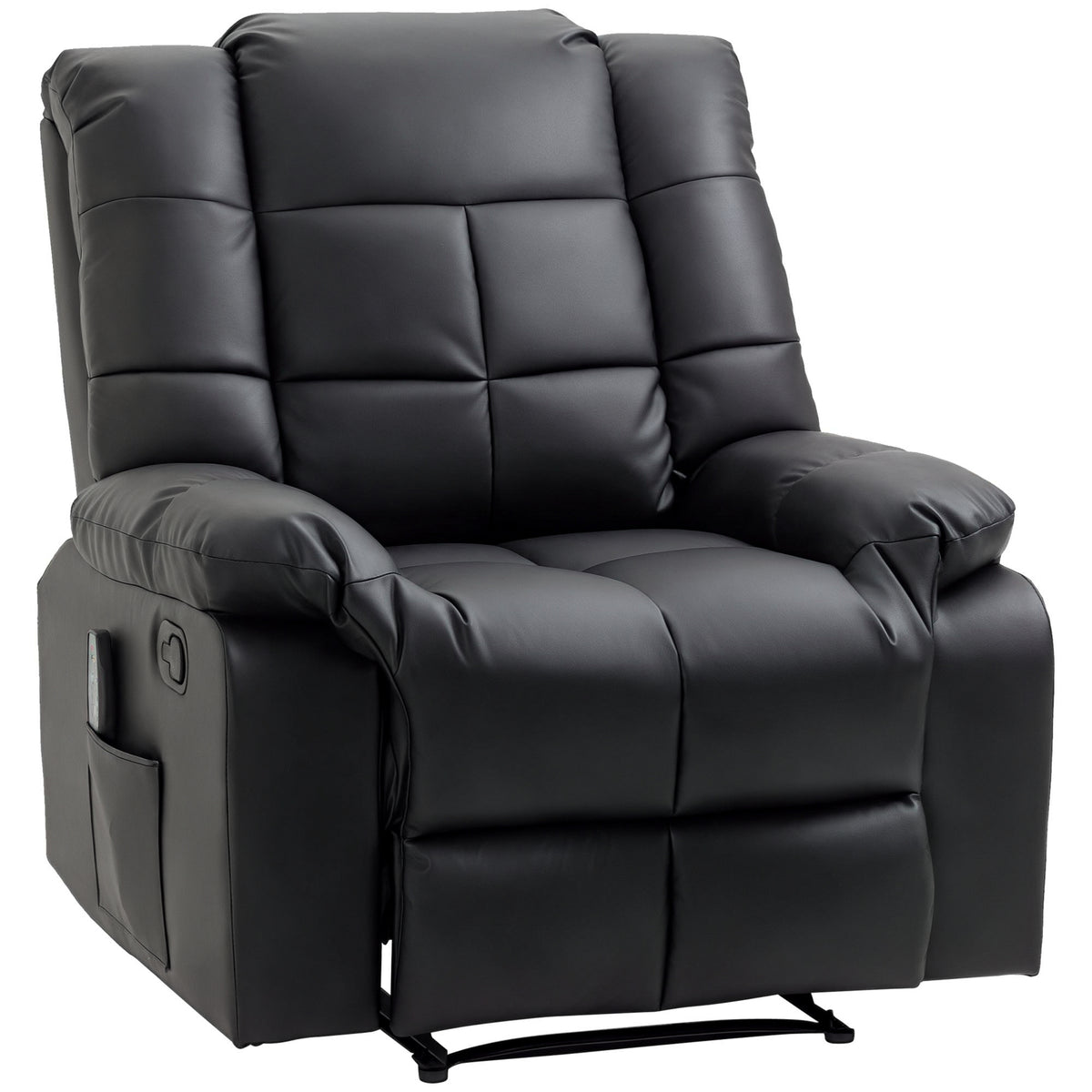 Poltrona de Massagem Poltrona Relax Reclinável com 8 Pontos de Massagem Controlo Remoto Estofada em PU Apoio para Pés Bolso Lateral Poltrona para Sala de Estar Quarto 94x99x99 cm Preto — foto 1
