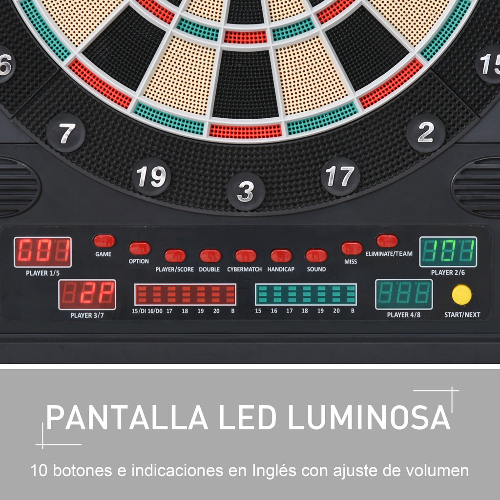 Alvo eletrônico digital para até 8 jogadores com 12 dardos e 30 pontas com portas de tela de LED 27 jogos diferentes 51x6,5x57 cm Preto — foto 5