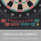 Alvo eletrônico digital para até 8 jogadores com 12 dardos e 30 pontas com portas de tela de LED 27 jogos diferentes 51x6,5x57 cm Preto — foto 5