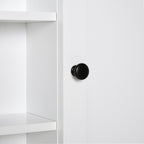 Armário de banheiro multifuncional Armário de parede com economia de espaço com 3 níveis abertos 1 porta Prateleira de sobreposição ajustável 53x14.5x50.5 cm Branco — foto 9