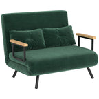 Sofá Cama Sofá Convertível em Cama de 2 Lugares Dobrável com Encosto Ajustável em 5 Níveis e 2 Almofadas Acolchoadas para Escritório Dormitório Sala de Estar 102x73x81 cm Verde — foto 1