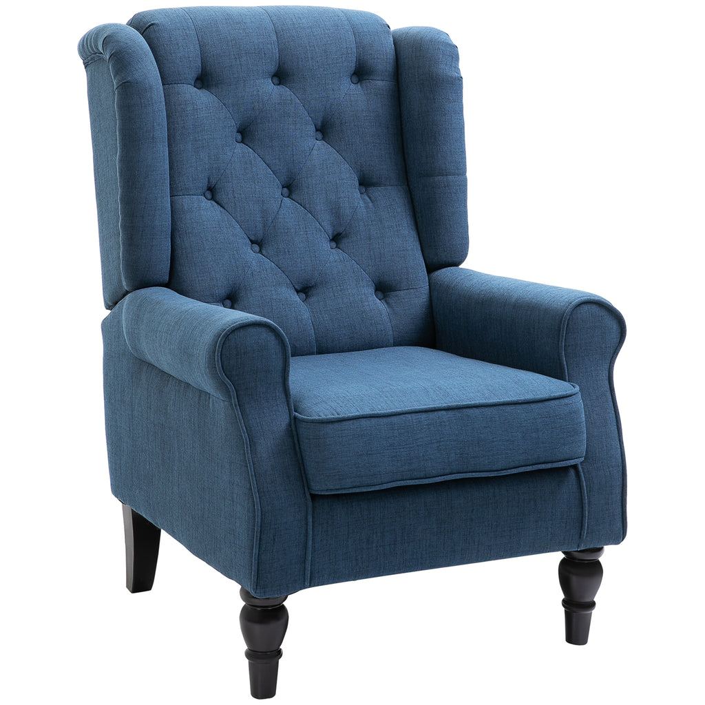 Poltrona de Sala de Estar Poltrona Moderna para Dormitório com Pés de Madeira Poltrona Individual Carga 160 kg para Escritório 74x86x102 cm Azul — foto 1