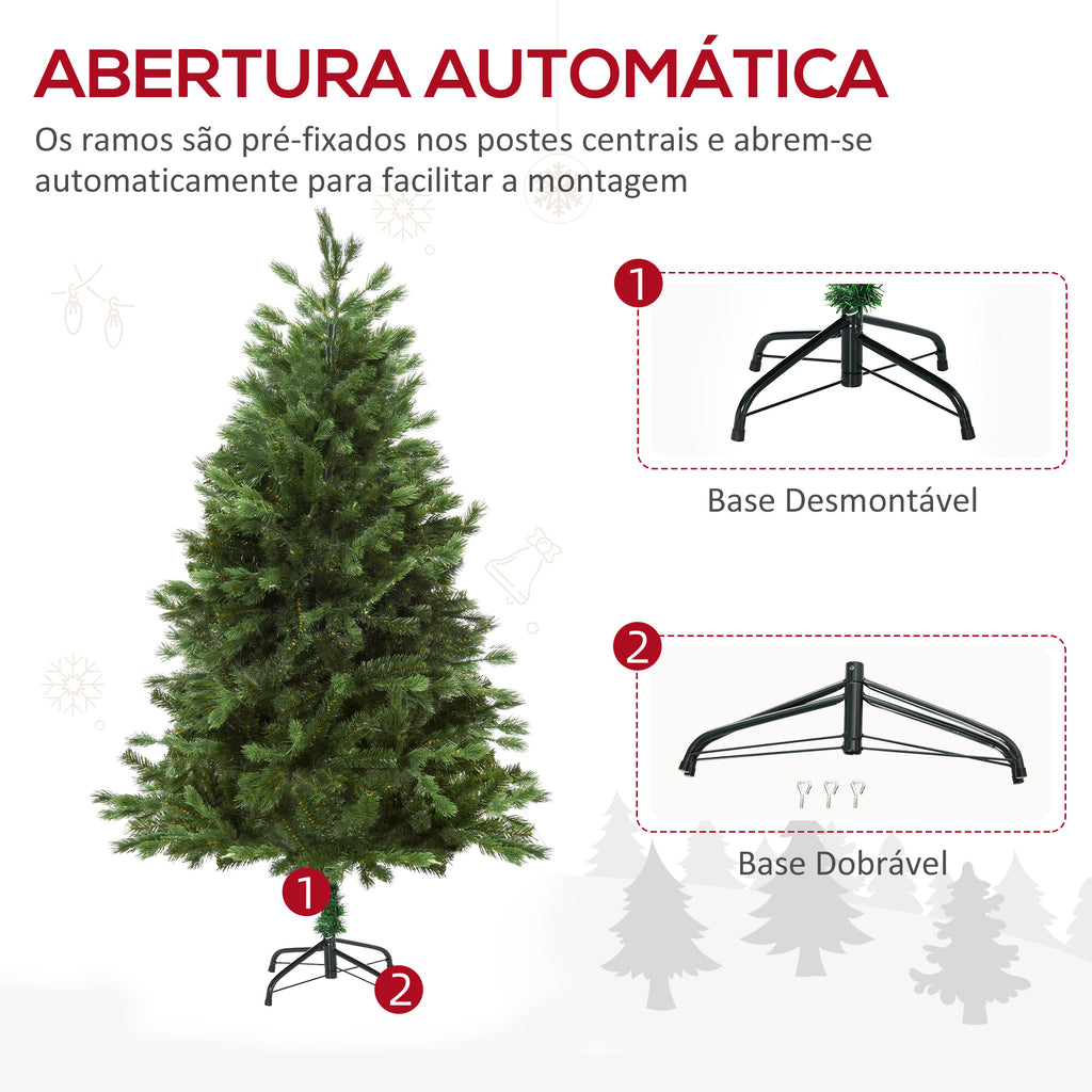 Árvore Artificial de Natal 150cm com Base Dobrável 440 Galhos PE Tridente e PVC Individual Árvore de Natal Decorativa Exterior Interior Ø75x150cm Verde — foto 7
