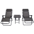 Conjunto de 1 Mesa e 2 Espreguiçadeiras Conjunto de Exterior Dobrável e Portátil para Jardim Praia Relaxante com Encosto Reclinável Textilene Aço Cinza — foto 1