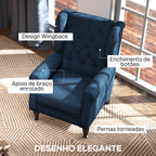 Poltrona de Sala de Estar Poltrona Moderna para Dormitório com Pés de Madeira Poltrona Individual Carga 160 kg para Escritório 74x86x102 cm Azul — foto 4