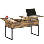 Mesa de Centro Elevatória Mesa de Café com Bancada Deslizante Fecho Suave e Espaço Oculto de Arrumação 100x45x67 cm Castanho Rústico — foto 1