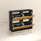 Sapateira com 4 Gavetas e Prateleiras Ajustáveis Móvel para Sapatos de Corredor para 16 Pares de Sapatos 95x26x95 cm Madeira e Preto — foto 3
