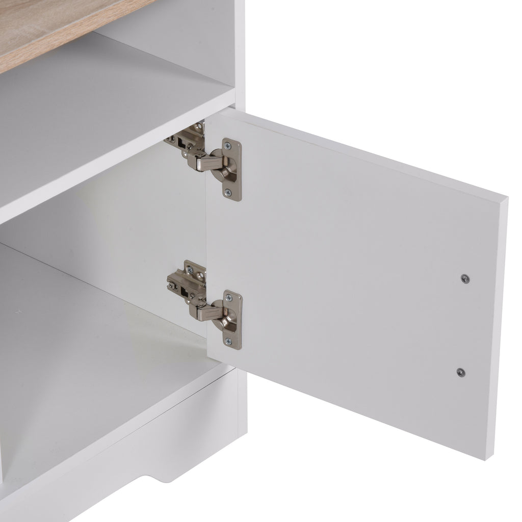 Móvel de TV para Sala de Estar Móvel de TV com Amplo Espaço de Arrumação Prateleiras Abertas Orifício Passa Cabos 105x40x52 cm Branco e Madeira — foto 8