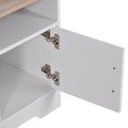 Móvel de TV para Sala de Estar Móvel de TV com Amplo Espaço de Arrumação Prateleiras Abertas Orifício Passa Cabos 105x40x52 cm Branco e Madeira — foto 8
