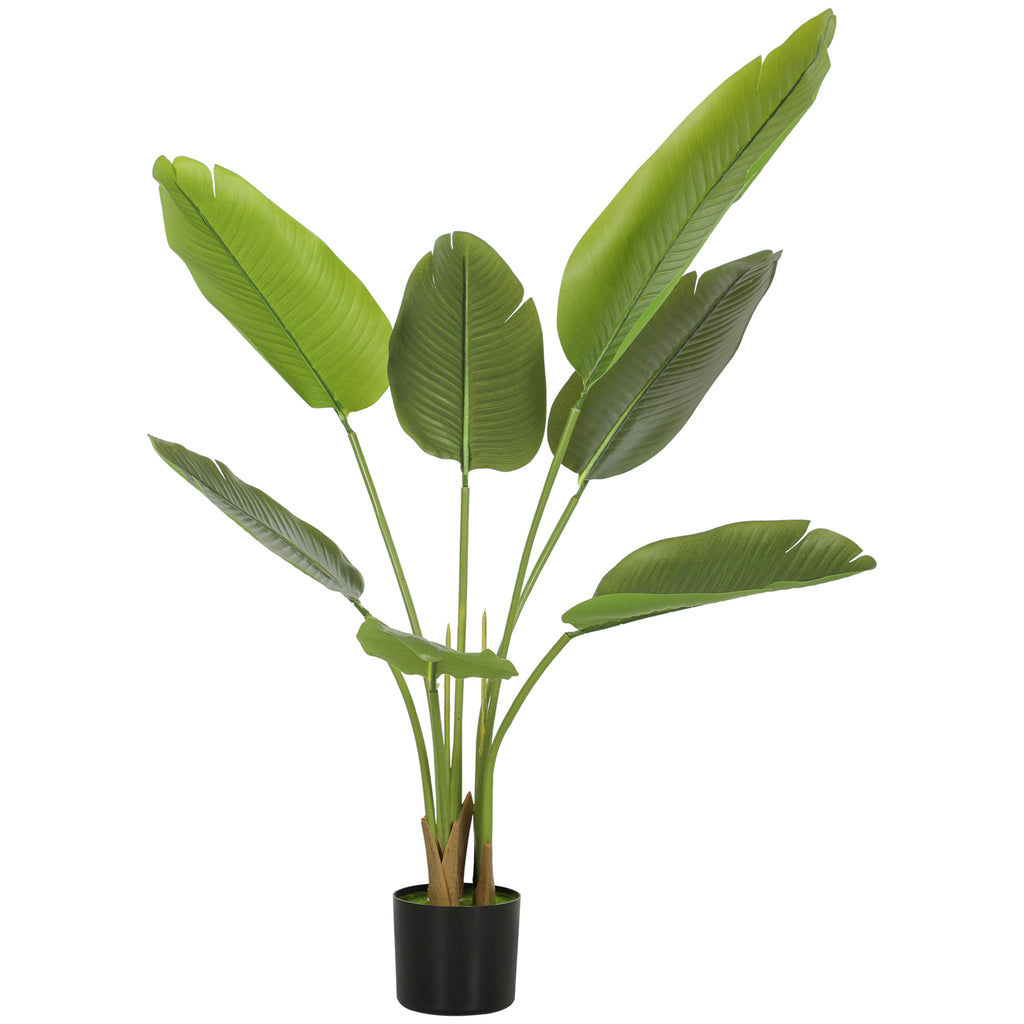 Planta Artificial Decorativa 109 cm Bananeira Artificial com Vaso e Folhas para Interior Casa Sala de Estar Escritório Verde — foto 1