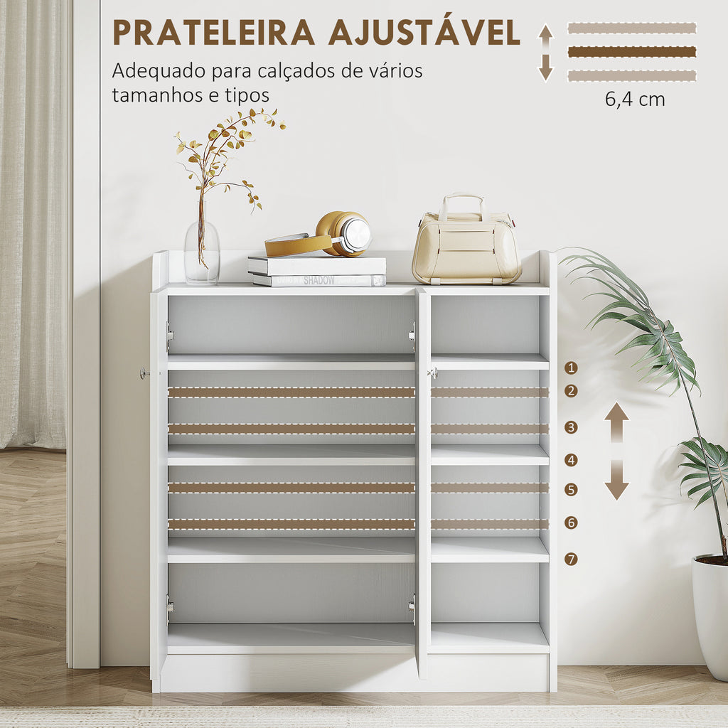 Sapateira Armário Multiuso com 2 Portas Prateleiras Interiores e 4 Prateleiras Exteriores com Altura Ajustável 83x30x90 cm Branco — foto 5