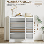 Sapateira Armário Multiuso com 2 Portas Prateleiras Interiores e 4 Prateleiras Exteriores com Altura Ajustável 83x30x90 cm Branco — foto 5