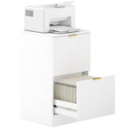 Bloco de Gavetas de Escritório com 2 Gavetas Bloco de Gavetas para Secretária com Frentes Caneladas Móvel para Arquivo para Tamanho A4 ou Carta para Escritório 40x40x71 cm Branco — foto 1