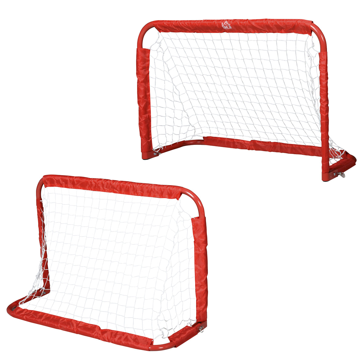 Conjunto de 2 balizas de futebol dobráveis ​​com rede Tetrolon para a prática de futebol 90x36x 60cm vermelho — foto 1