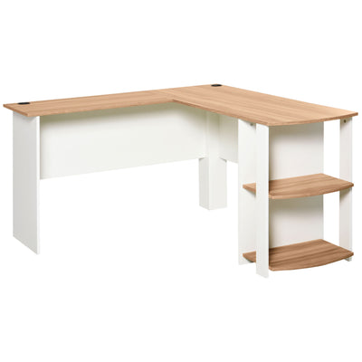 Nurgalaud Arvutilaud Kontor Kodu L-kujuline Riiulitega 136x130x72 cm Valge ja Puit