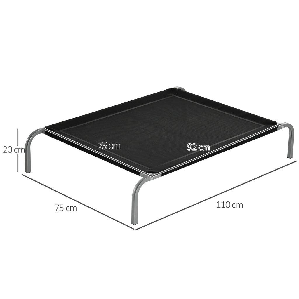 Cama Elevada para Animais de Estimação Cama para Cães e Gatos Desmontável Tecido Textilene Exterior Jardim Terraço 110x75x20 cm Preto — foto 3