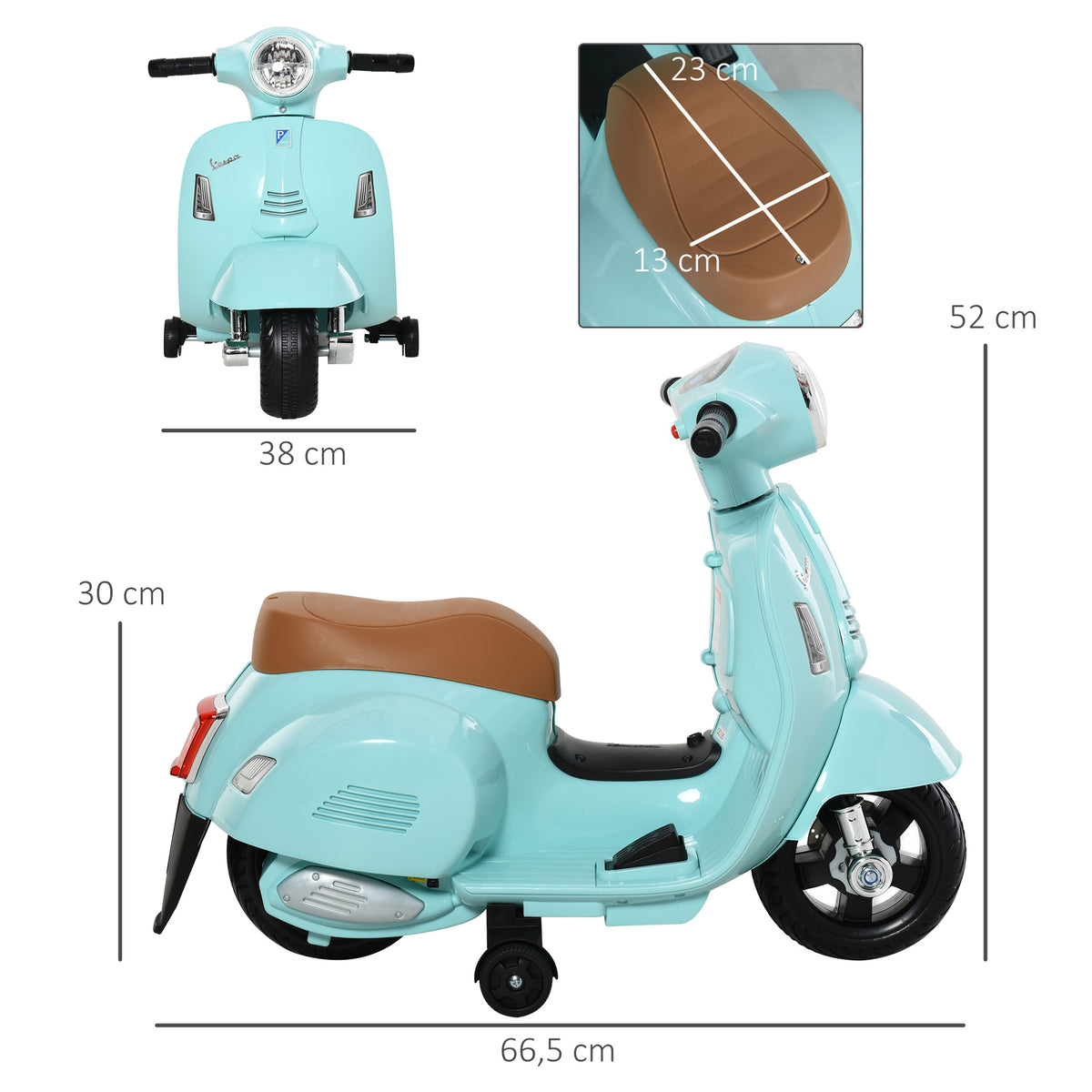 Mota elétrica para crianças com licença acima de 18 meses com faróis buzina e 4 rodas licenciadas 66,5x38x52 cm Verde — foto 3