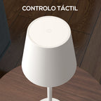 Candeeiro de Mesa com Luzes LED Candeeiro de Mesa Sem Fios Recarregável por USB-C 3 Cores Ecrã de Acrílico para Quarto Sala Ø11,2x36,5 cm Branco - Modelo 1 — foto 7