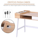 Secretária para Computador com Gaveta Prateleira Compartimentos Arrumação 100x55x81,5 cm Madeira e Metal — foto 5