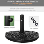Base para Chapéu de Sol Semicircular 9 kg Base para Chapéu de Sol Apto para Mastros de 35 mm 38mm e 48 mm Preenchido dom Cimento para Varanda Pátio 50x32x32cm Preto — foto 6