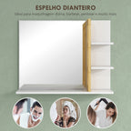 Espelho de Casa de Banho Espelho de Parede Moderno e Retangular com 4 Prateleiras de Armazenamento para Maquilhagem Vestuário 45x15x58,5 cm Branco — foto 5