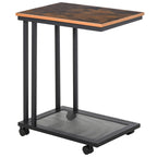 Mesa Auxiliar com RodasEstilo Retro de Aço e Madeira 51x36x65cm — foto 1