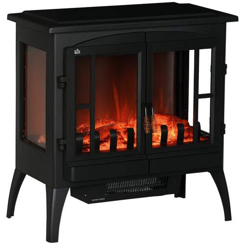 Camino elettrico 1000W/2000W decorativo con luci LED fiamme realistiche e protezione da surriscaldamento per 15-20 ㎡ 60x37x60,5 cm nero