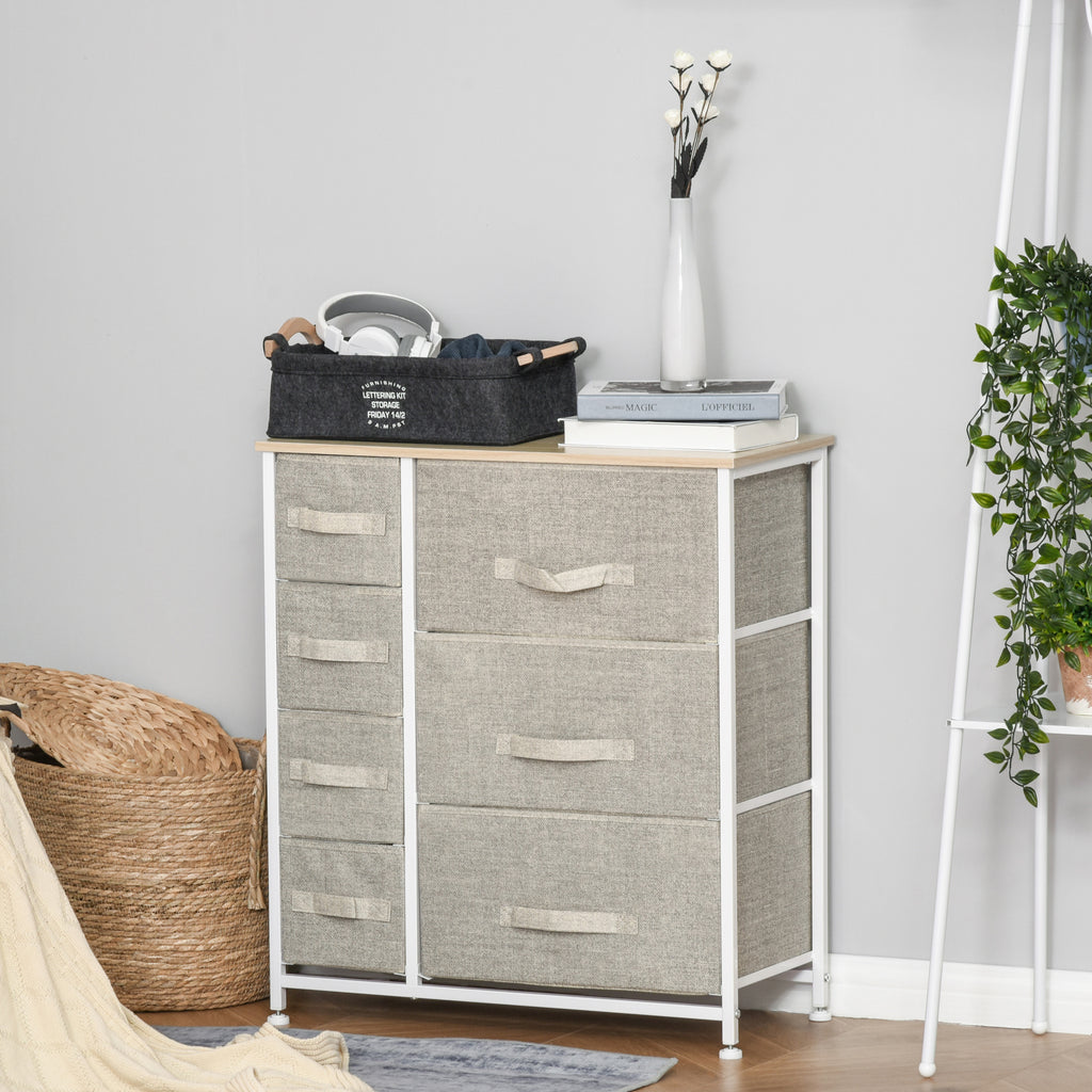 Cómoda com 7 Gavetas de Tecido Cómoda de Armazenamento Multifuncional para Dormitório Sala de Estar Corredor 63,5x30x71cm Cinza — foto 2