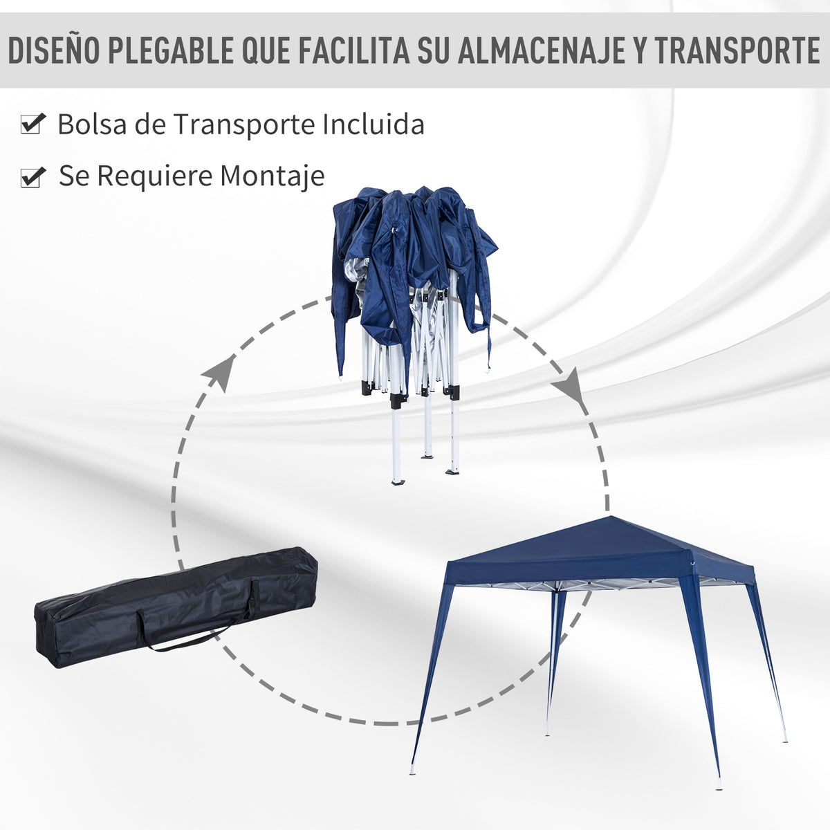 Tenda Dobrável 297x297x250 cm Tenda para Jardim Campismo Festas Eventos Aço e Oxford Azul — foto 4