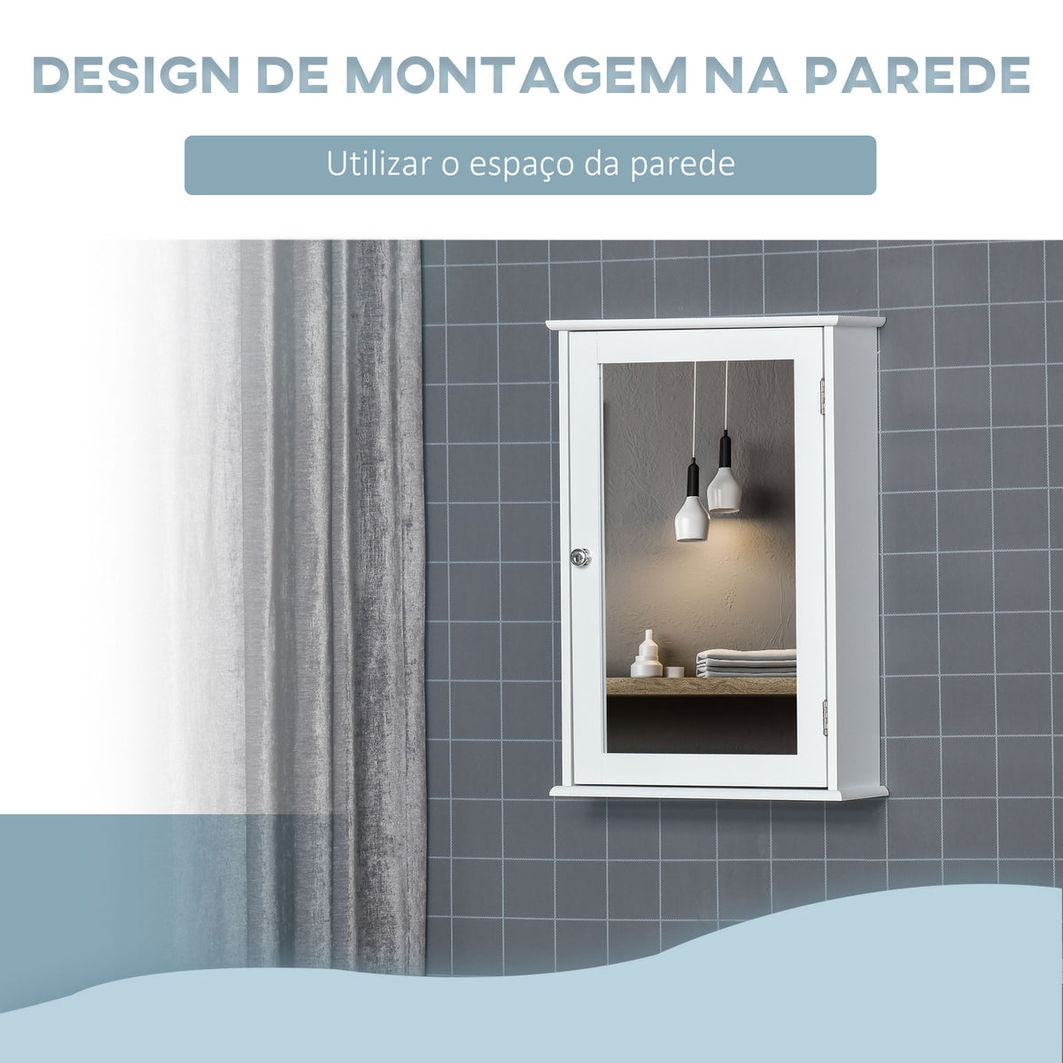 Armário de Casa de Banho com Espelho Armário com Espelho para Casa de Banho com 1 Prateleira de Armazenamento Estilo Moderno 41x14x60 cm Branco — foto 4