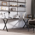 Conjunto de 2 Pés para Mesa Estilo Industrial 80x72cm em Forma de X Pés para Móveis de Aço com Protetores e Parafusos de Montagem Incluídos Preto — foto 2