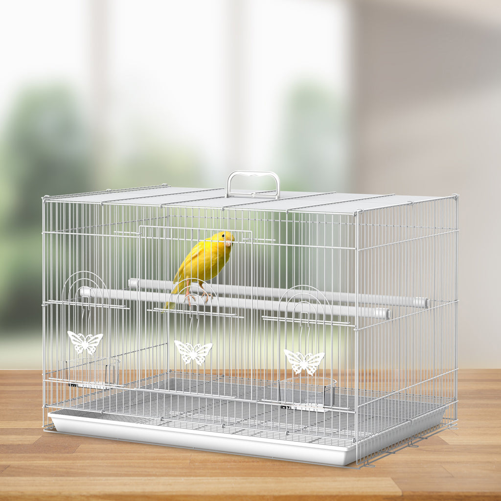 Gaiola para pássaros com 2 poleiros e 3 portas para pássaros pequenos de metal 60x41x41cm branco — foto 2