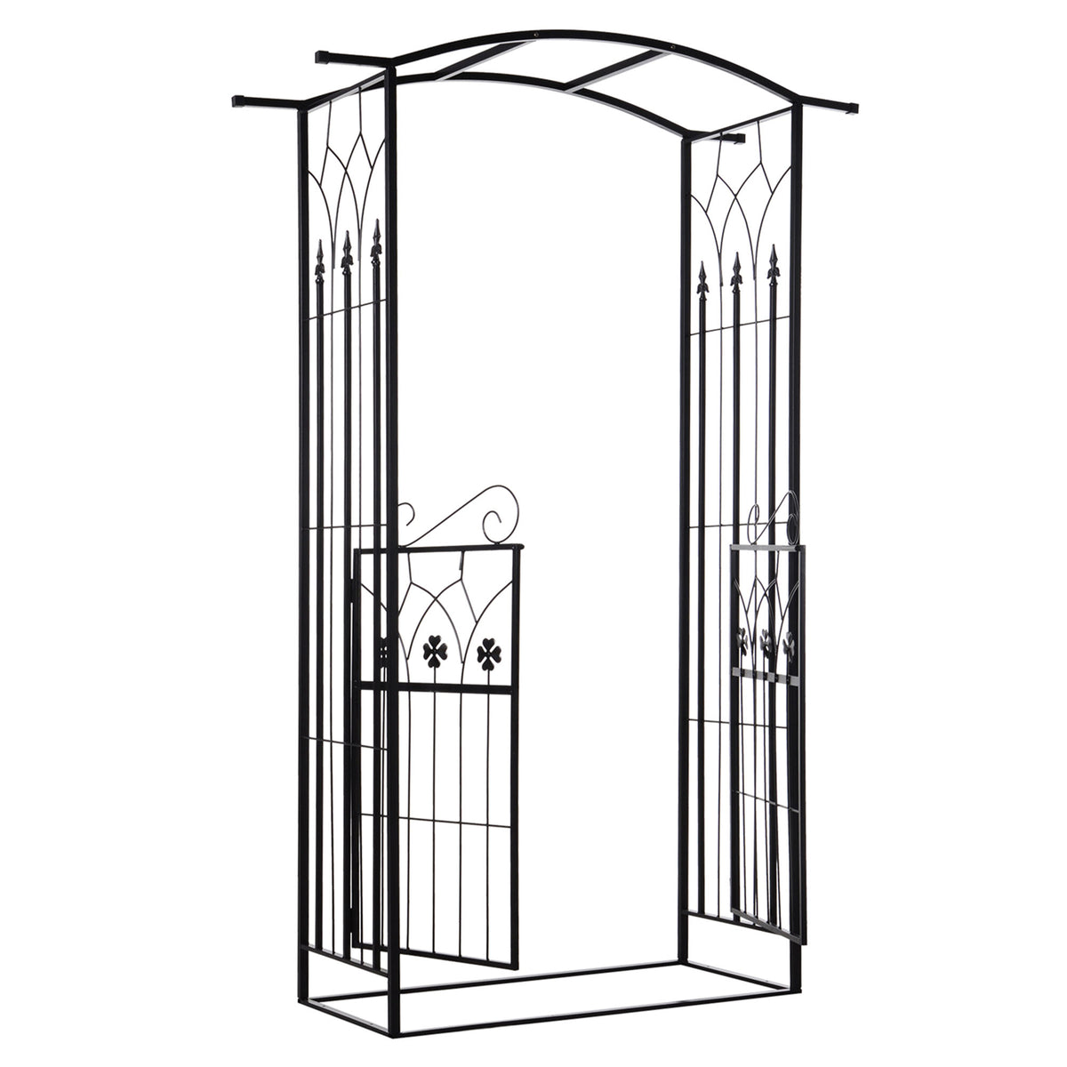 Arco de jardim com porta de treliça de metal com fechadura para plantas trepadeiras Jardim Casamento Pátio 131x49x212 cm Cor Preto fosco — foto 1