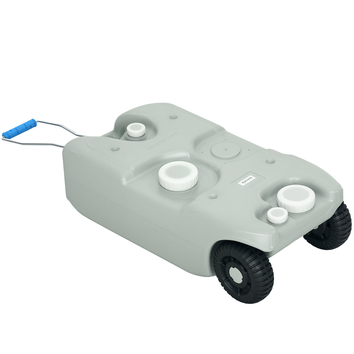 Depósito de Água 40 L com Rodas Depósito de Água Portátil com Pega Metálica e Torneira para Caravanas Autocaravanas Campismo ao Ar Livre 37x23x80 cm Cinzento — foto 1
