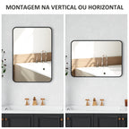 Espelho Casa de Banho 50x70 cm Espelho Retangular Espelho de Parede com Estrutura de Metal Vertical e Horizontal para Entrada Sala de Estar Preto — foto 4