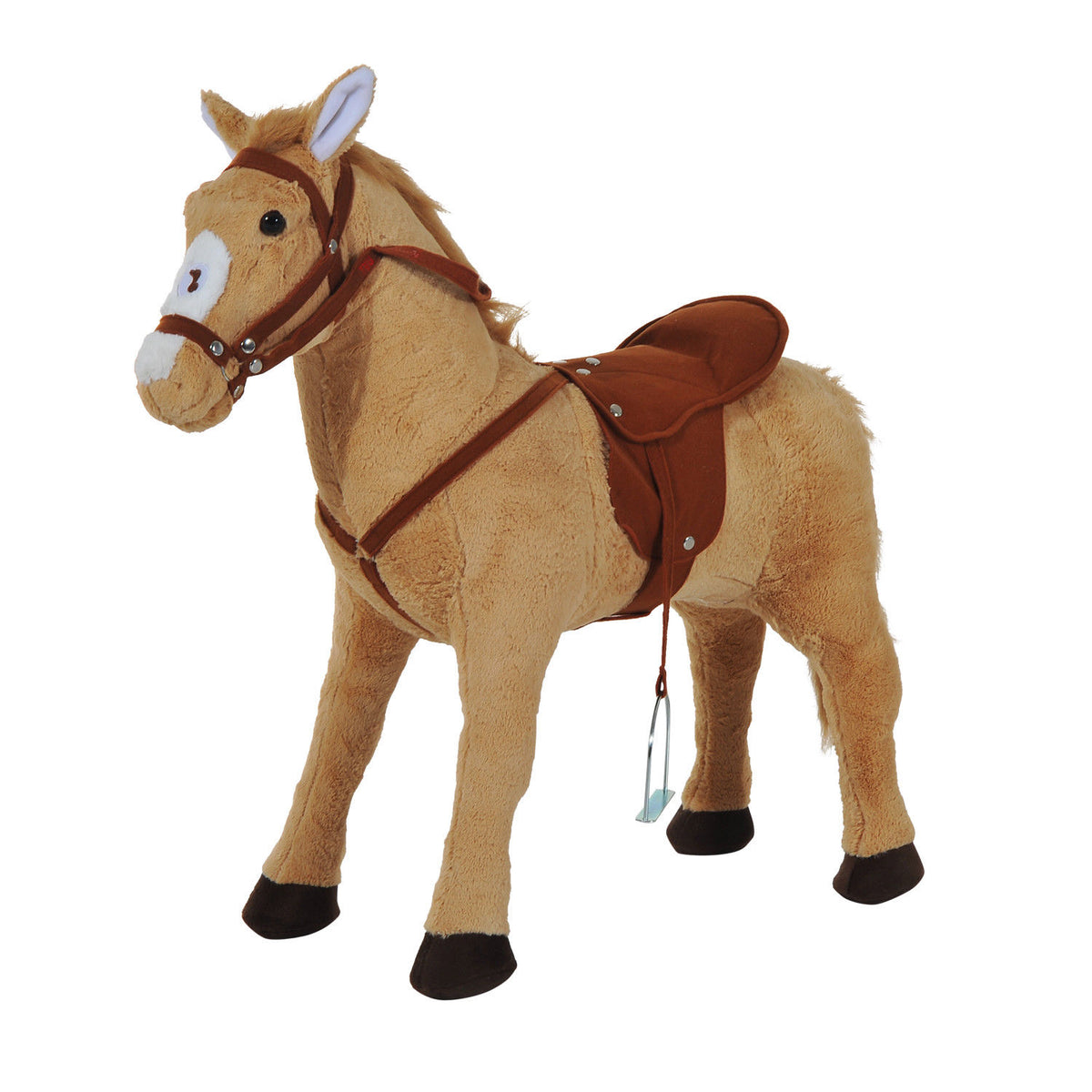 Cavalo de Brinquedo para Crianças de +3 Anos Cavalo de Brinquedo com Sons e Estrutura de Metal Carga 60kg 85x28x60 cm Bege — foto 1
