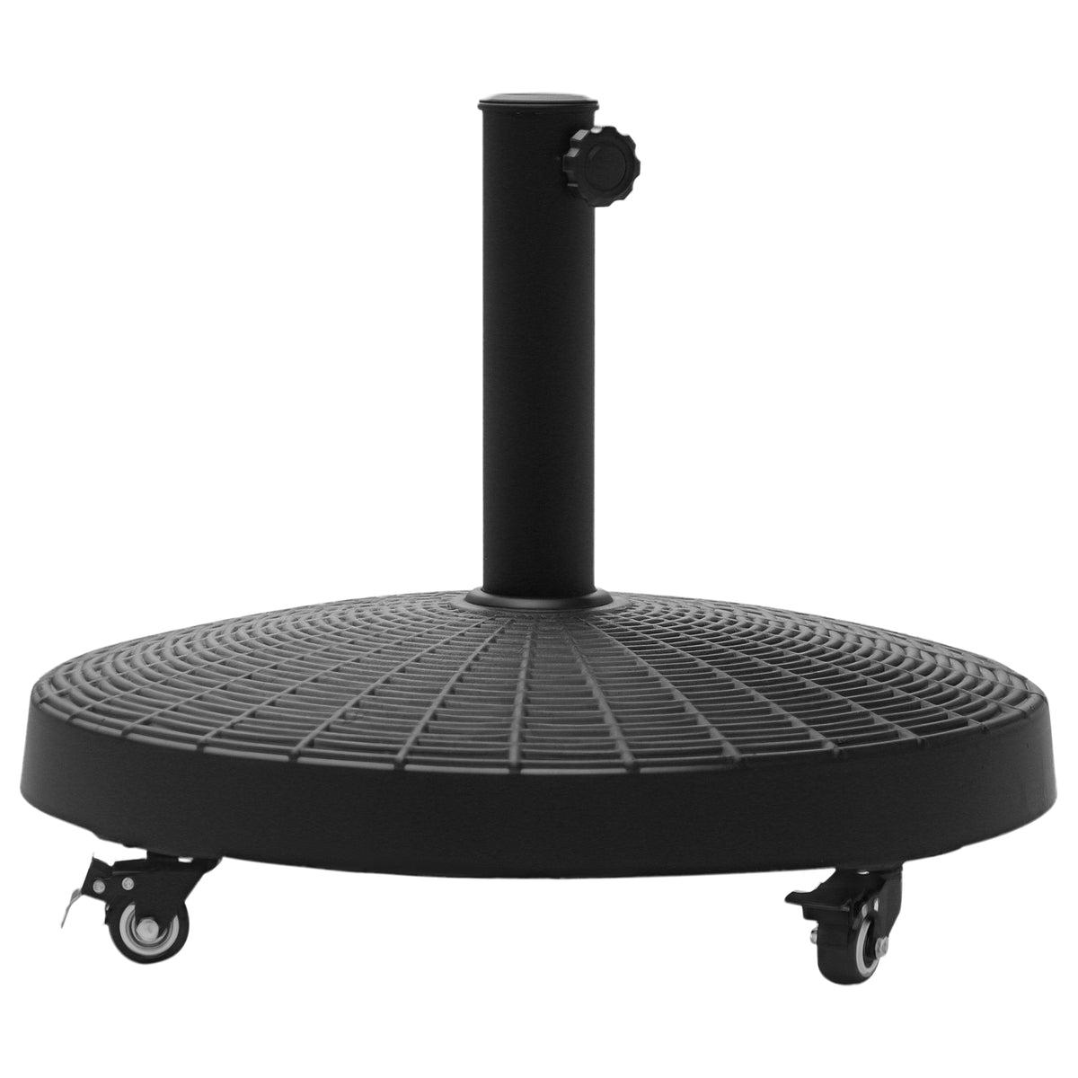 Base para Chapéu de Sol Redonda Ø52 cm Suporte com Rodas e Peso de 22,7 kg Compatível com Postes Ø38 mm e Ø48 mm Ideal para Jardim, Pátio e Terraço Preto — foto 1