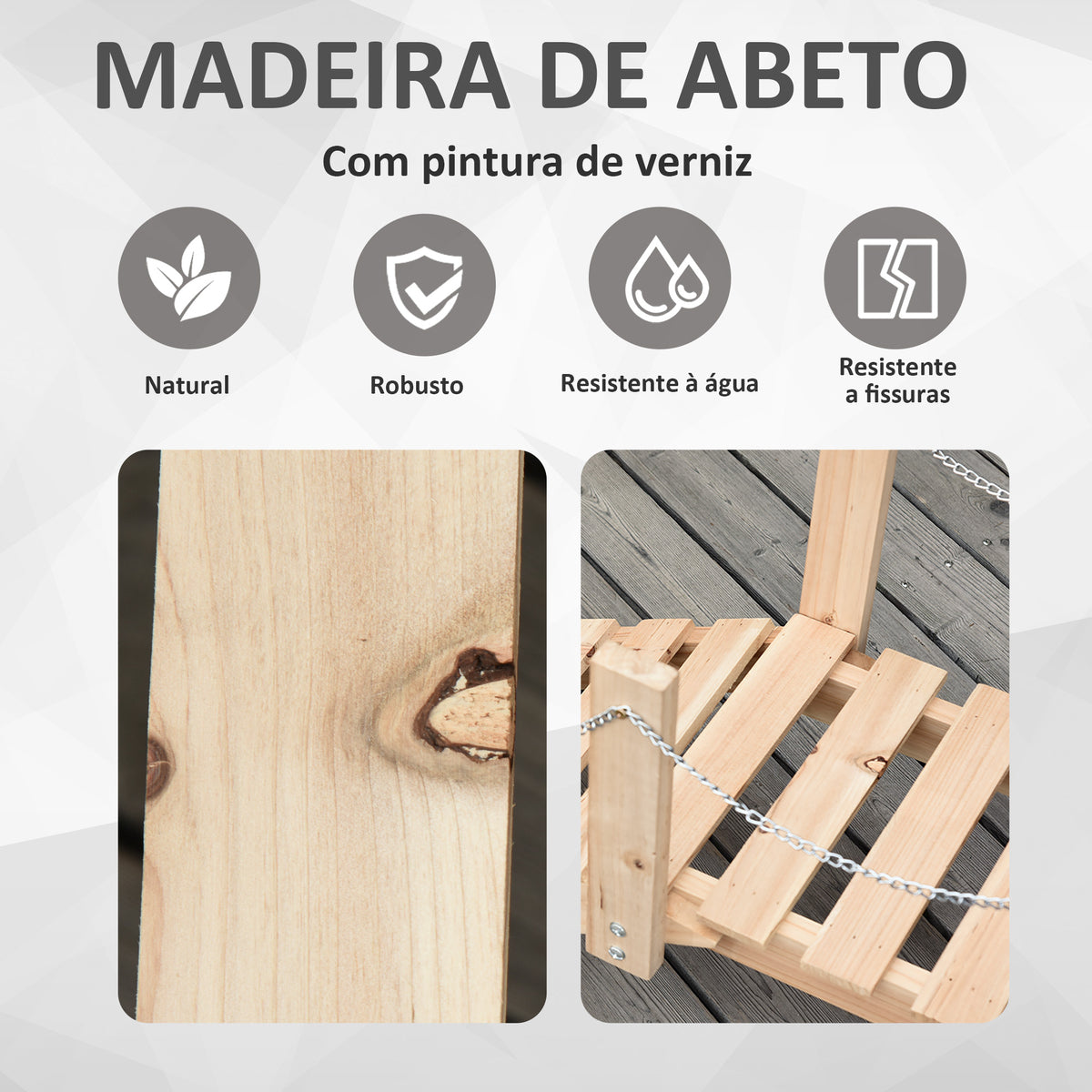 Ponte de Jardim de Madeira com Corrimãos de Correntes Metálicas Ponte Decorativa para Lagoa Carga 5 kg para Decoração Pátio 100x32x48 cm Madeira — foto 4