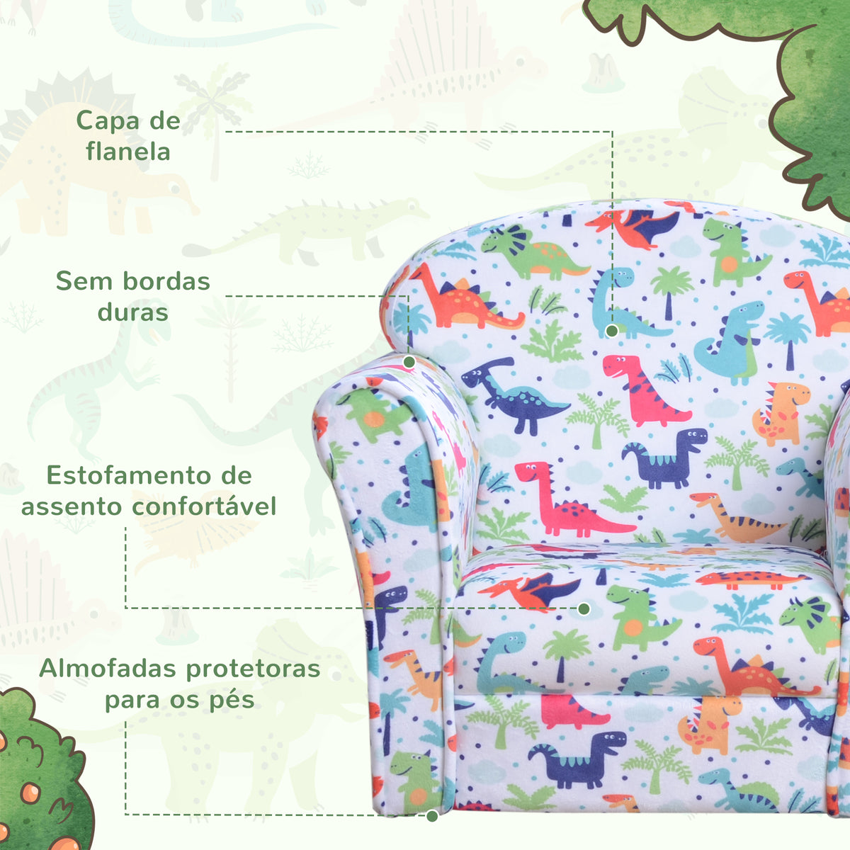 Poltrona para Crianças acima de 3 Anos com Desenhos de Foguete Estrutura de Madeira e Estofado em Flanela 50x39x44 cm Multicor — foto 4